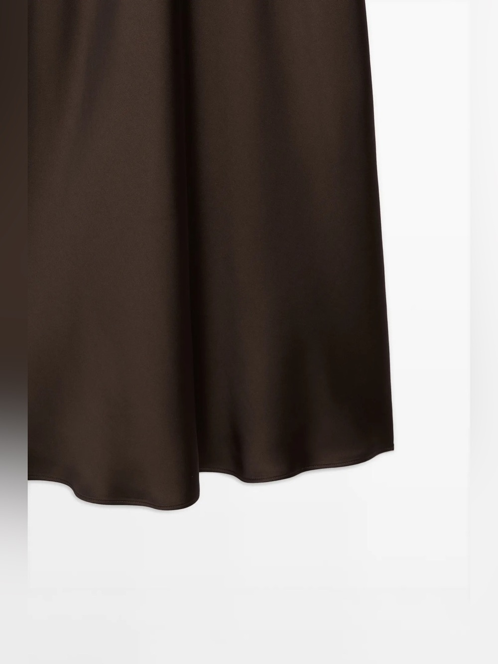 Massimo Dutti Satin Lace-Trim Slip Dress in Dark Brown - Picture 8 of 9
